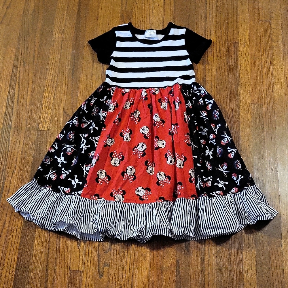 Momi Boutique Striped Dress with Cartoon Print
